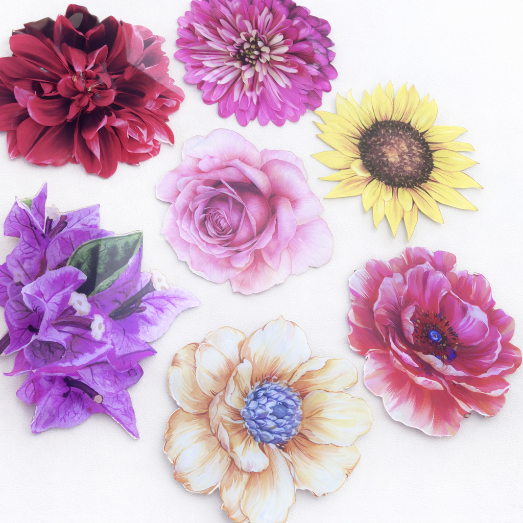 Juego 7 bajoplatos de acrílico flor